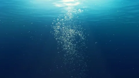 Underwater air bubbles dance (Loop) Stock Footage 83449805