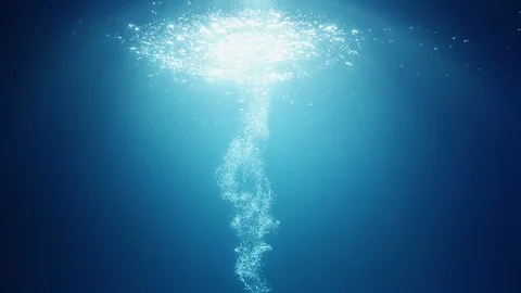 Underwater Air Bubbles Rising Up to the Surface Stock Footage