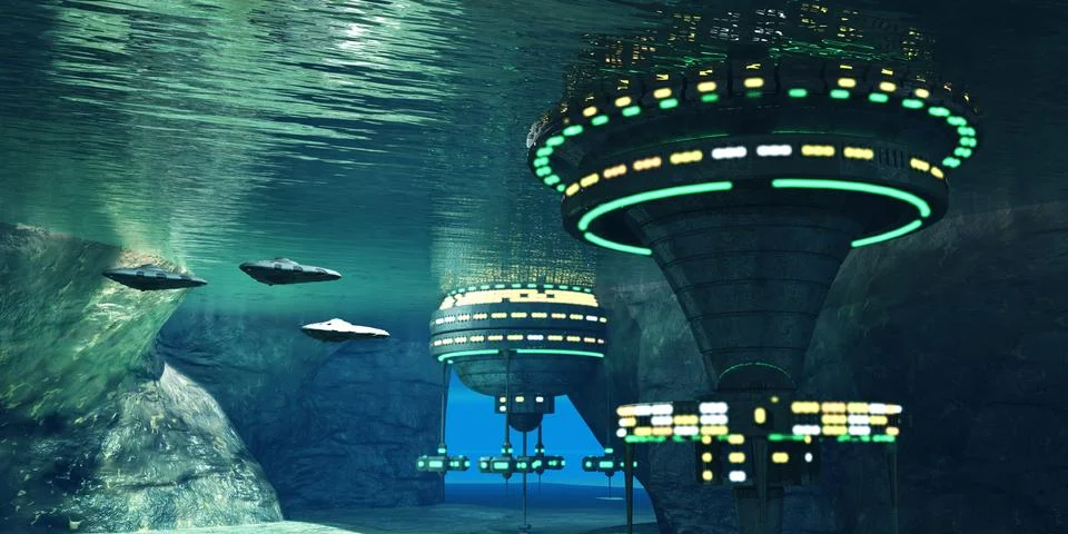 Underwater Alien Cave 库存插图