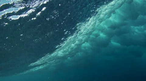 Underwater Angle of Tropical Blue Ocean Wave Breaking Stock Footage
