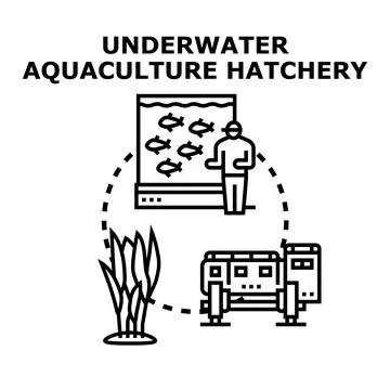 Underwater aquaculture hatchery concept developing fish farming technology Stock Illustration