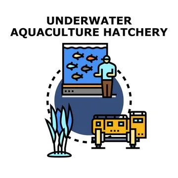 Underwater aquaculture hatchery concept developing fish farming technology Stock Illustration