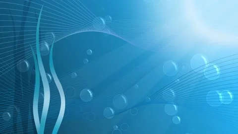 Underwater background. Flat animation 4K of blue water, bubbles, rays of Stock Footage 140248121