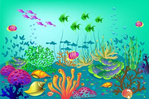 Underwater background, vector illustration for design and banners, vector Stock Illustration