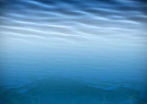 Underwater background, water surface, sandy bottom with space for text Stock-Fotos