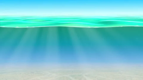 Underwater blue aquatic background with waves and sea bottom Video stock 166641949