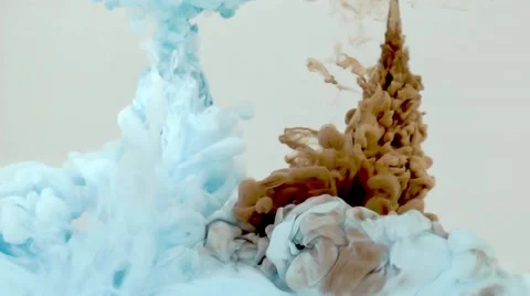 Underwater Blue Brown Paint Smoke Stock Footage
