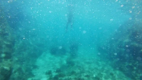 Underwater in blue sea Stock Footage