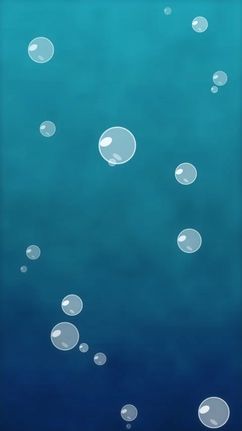 Underwater bubble floating motion background loop with blue water texture and Vidéo 346740694
