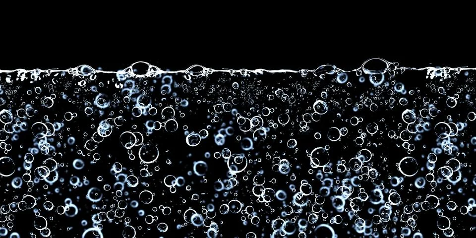 Underwater bubbles On a black background 3d illustration 스톡 일러스트