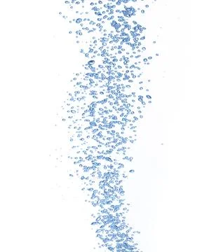 Underwater bubbles isolated on blue background, studio photo Stock Photos