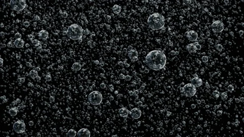 Underwater bubbles mayhem. Ocean floor bubbles. Deep under sea level. Slow Stock Footage 113669706