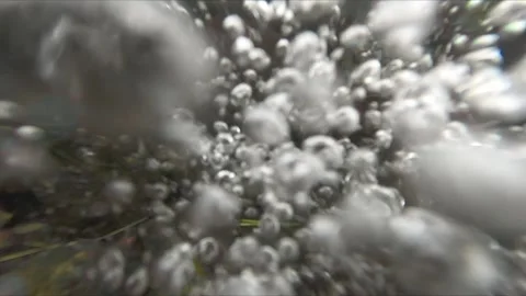 Underwater bubbles moving upward with continuous sparkling flow Vídeos de archivo 317471337