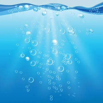Underwater bubbles in rays of light Stock Illustration