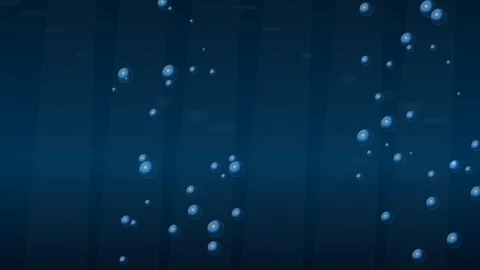 Underwater Bubbles Rising in Dark Blue Water Animation Stock Footage 340364989