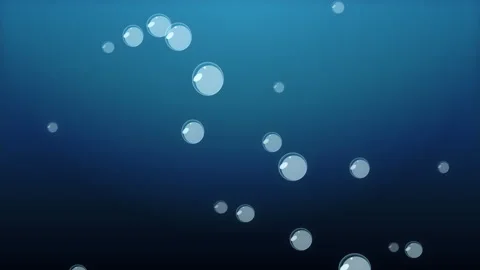 Underwater bubbles rising slowly in deep blue ocean water, seamless loop motion Stock Footage 347957256