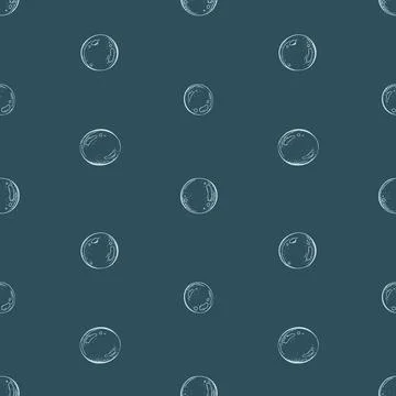 Underwater bubbles seamless pattern. Graphic line art hand drawn illustration of Stock Illustration