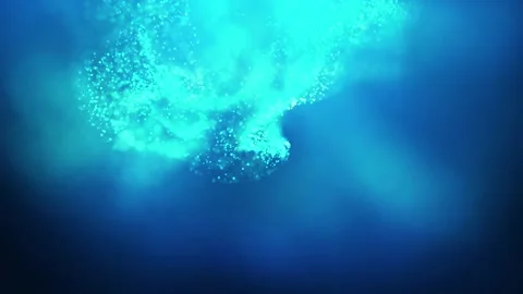 Underwater Bubbles Simulation Animation 02 with Bokeh Stock Footage 140353934