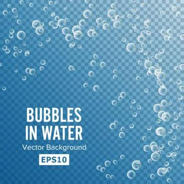 Underwater Bubbles. Transparent Background. 3d Realistic Deep Water Bubbles Stock Illustration