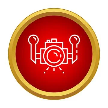 Underwater camera recording video icon on red button Stock Illustration