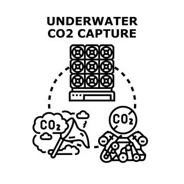 Underwater carbon dioxide capture technology removing emissions Stock Illustration
