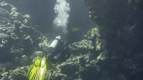 Underwater Cave Divers Stock Footage 640670