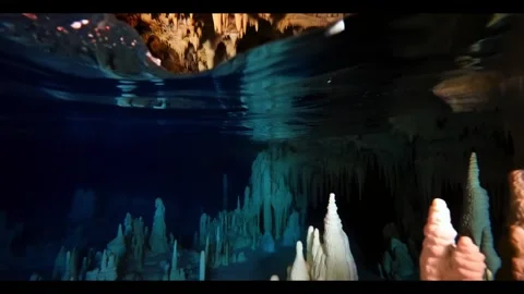 Underwater Cave Diving Stock Footage 284208139