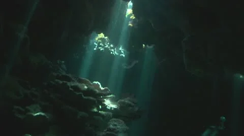Underwater Cave Lights Stock-Footage 10711304