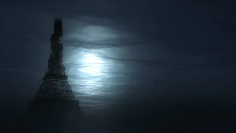 Underwater city Eiffel Tower. Climate change Humans extinct Global warming. Stock-Footage 131269866