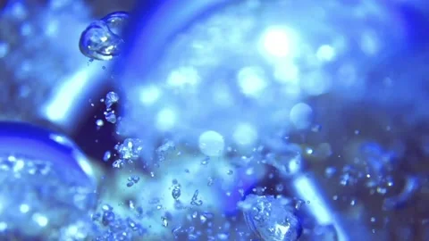 Underwater close up view of oxygen bubbles and divers who swim near coral reef Stock Footage 171317169