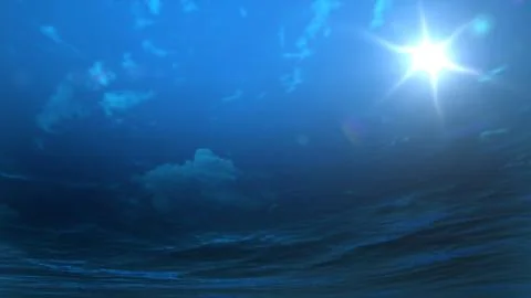 Underwater with cloudy sky by 3D rendering scene Stock-Illustration