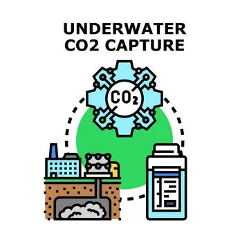 Underwater co2 capture improving environmental sustainability Stock Illustration