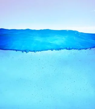 Underwater cross section with semi transparent water and sky Stock Illustration