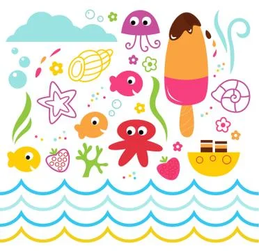 Underwater Design Elements, stylish Art illustration Illustrazione stock