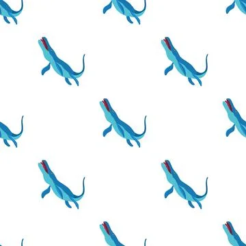 Underwater dinosaur car pattern seamless vector イラスト素材