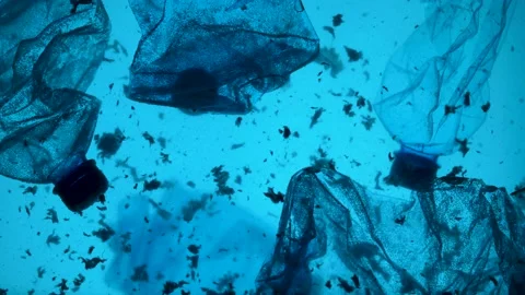 Underwater footage of plastic pollution problem concept in ocean. Stock Footage 154487181