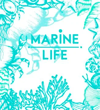 Underwater Frame Vector Design. Ocean Nature Concept Stock Illustration