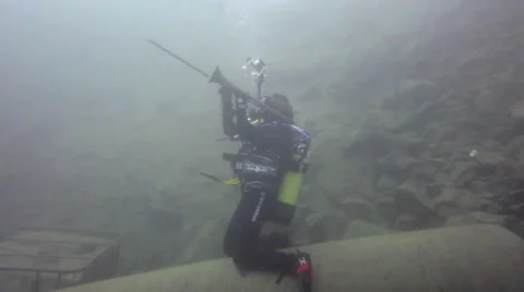 Underwater fun trombone playing ! Stock Footage 48586080