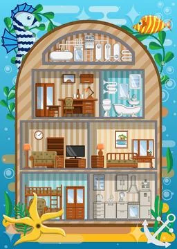 Underwater home. Stock Illustration