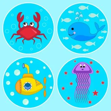 The Underwater icons Stock Illustration