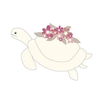 Underwater inhabitants in boho style. Vector illustration animals with flower Stock Illustration