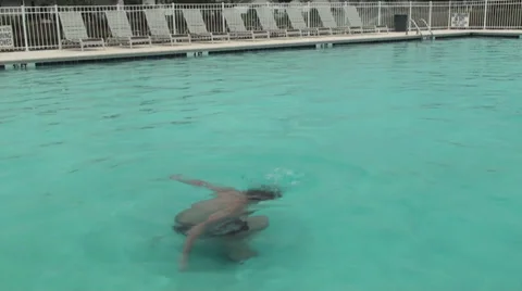 Underwater jump up Stock Footage 30460501