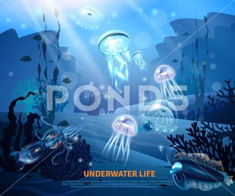 Underwater Life Background Light Poster Stock Illustration
