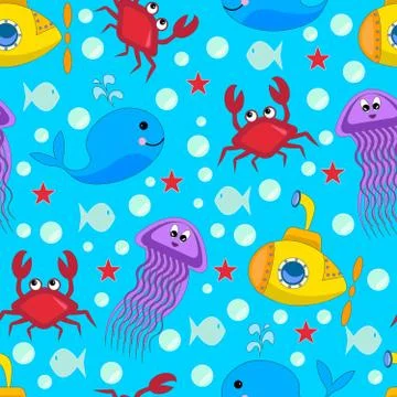 Underwater life pattern Stock Illustration