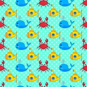 Underwater life pattern Stock Illustration