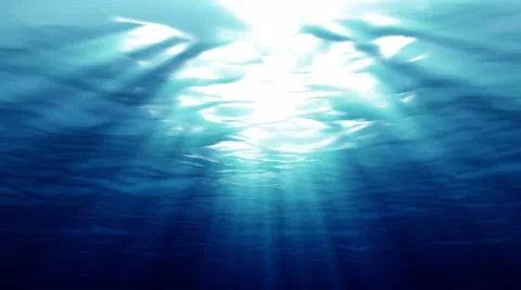 Underwater light filters down through blue water - Water FX0101 HD, 4K Stock Footage 52999242