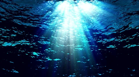 Underwater light filters down through blue water - Water FX0304 HD, 4K 스톡 동영상 53002843
