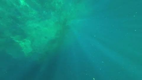 Underwater Light Rays In Dark Stormy Ocean Sea Video stock 201506766