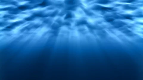 Underwater Light Rays Shine Bright Underneath Rippling Ocean Waves Stock Footage 125070408