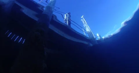 Underwater Low Angle View, Pier With Person Clip6496 Stock Footage 229676404